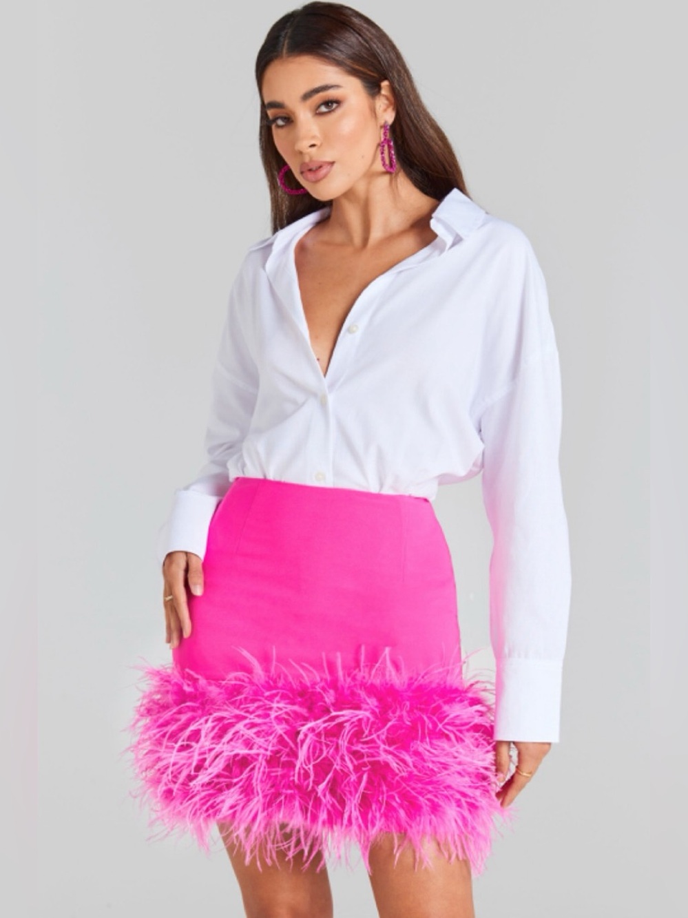 Nadine Merabi Mia Pink Feather Skirt, BNWT. Size L. - Picture 3 of 12